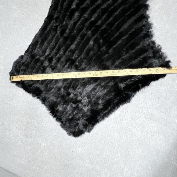 Barami Shawl Large Black Plucked Rabbit Fur Asymmetrical Poncho Wrap Shawl Cape - Picture 7 of 10